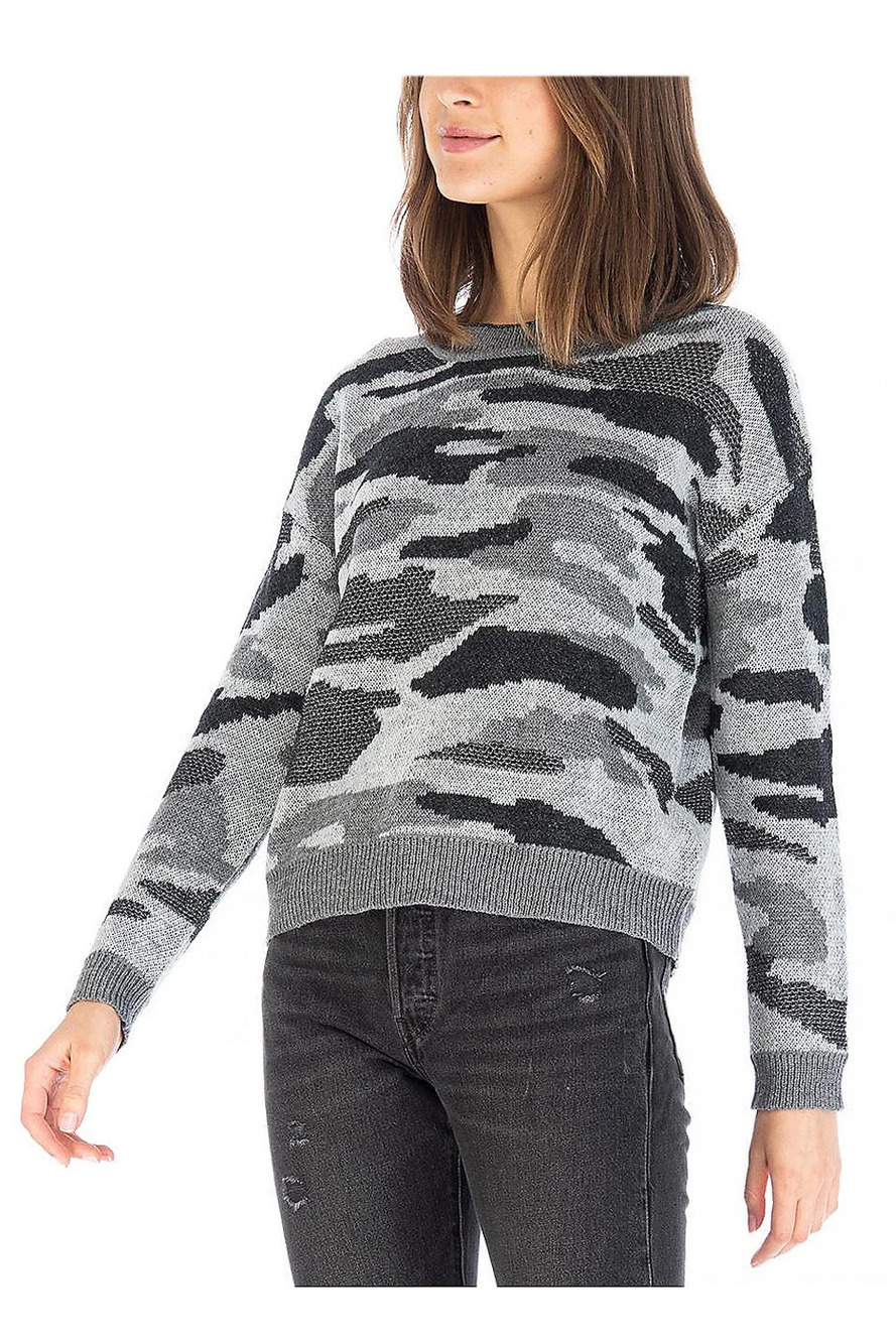 B Collection by Bobeau Camo Pullover Sweater Gray Camo - Regular
